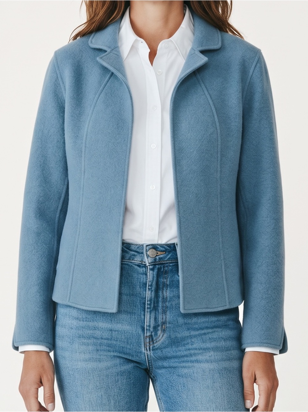 Talbots Petites Vintage 100% Wool Boiled Wool Jacket Blazer Blue 8P